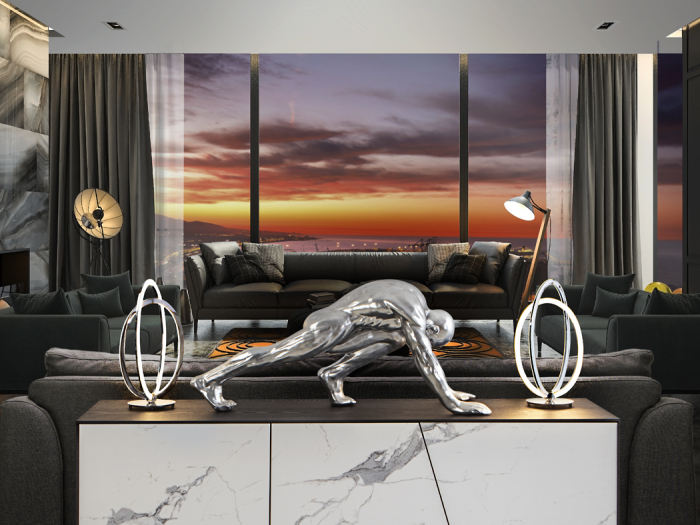 Figurina decorativa argintie Asana 92 cm, forma atlet, design extravagant, 767057 - Schuller [8]