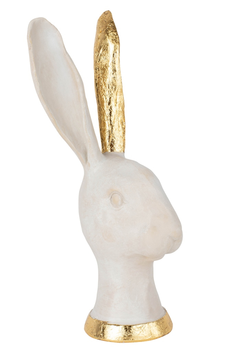 Figurină Decorativă Bunny Gold 11,8x10,6x29,5 cm, Polirezyna Alb - Kare Design [3]