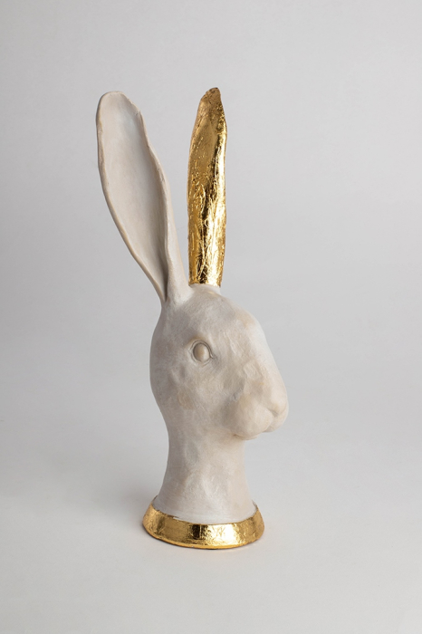 Figurină Decorativă Bunny Gold 11,8x10,6x29,5 cm, Polirezyna Alb - Kare Design [10]