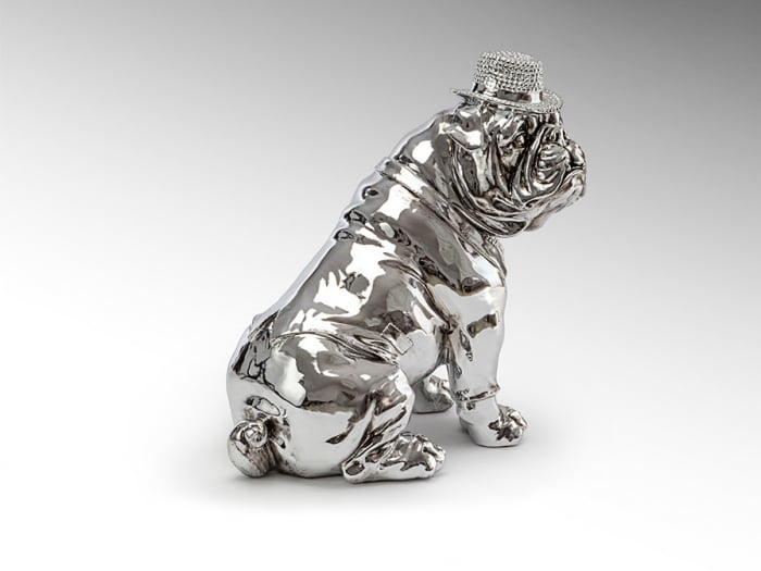 Figurina decorativa crom Bulldog Hat forma caine, 841207 - Schuller [2]
