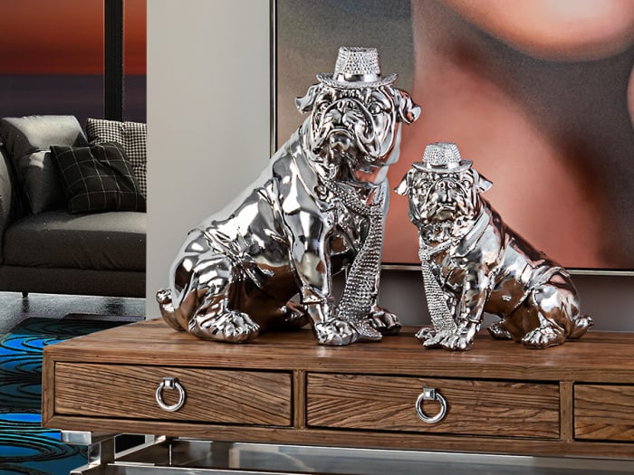 Figurina decorativa crom Bulldog Hat forma caine, 841207 - Schuller [4]