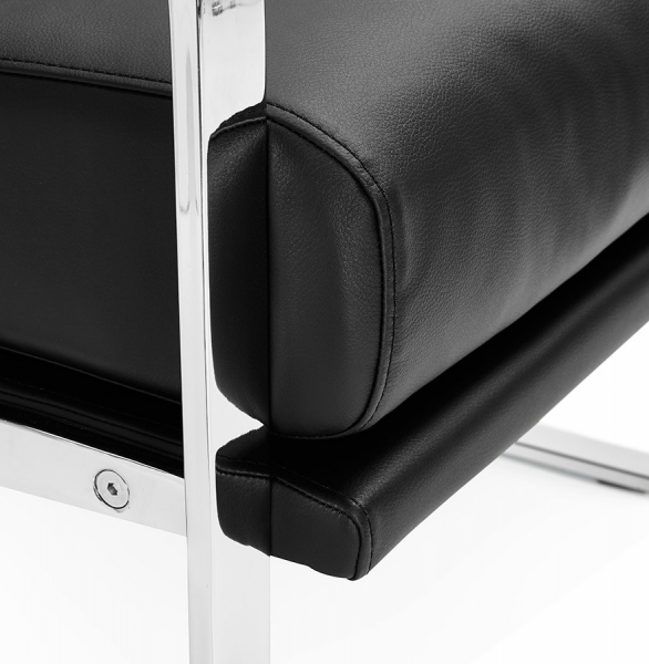 Fotoliu birou negru fix Alain tapitat piele ecologica, forma patrata, design modern premium, AC01560BL - Kokoon [10]