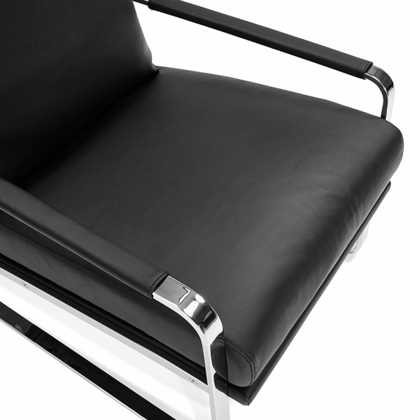 Fotoliu birou negru fix Alain tapitat piele ecologica, forma patrata, design modern premium, AC01560BL - Kokoon [8]