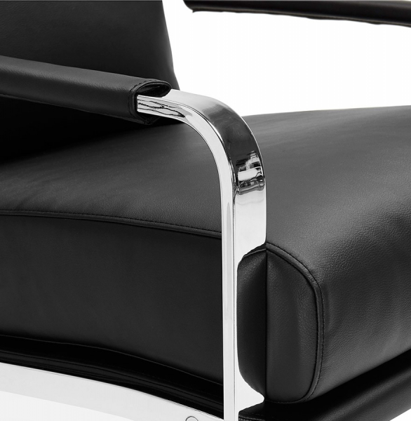 Fotoliu birou negru fix Alain tapitat piele ecologica, forma patrata, design modern premium, AC01560BL - Kokoon [11]