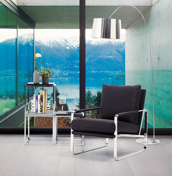 Fotoliu birou negru fix Alain tapitat piele ecologica, forma patrata, design modern premium, AC01560BL - Kokoon [17]