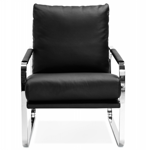 Fotoliu birou negru fix Alain tapitat piele ecologica, forma patrata, design modern premium, AC01560BL - Kokoon [2]