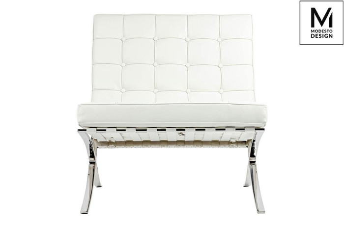Fotoliu Barcelon 76x80x86 cm, Piele Ecologică Alb Lustruit - Modesto Design [4]