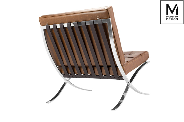 Fotoliu Barcelon Vintage Pu 76x80x86 cm, Oțel Maro Lustruit - Modesto Design [7]