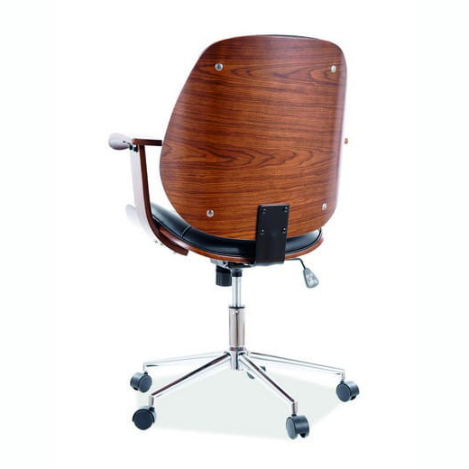 Fotoliu birou rotativ negru RODEO tapitat piele ecologica neagra, lemn nuc, design modern, OBRRODEOCOR - Signal [2]