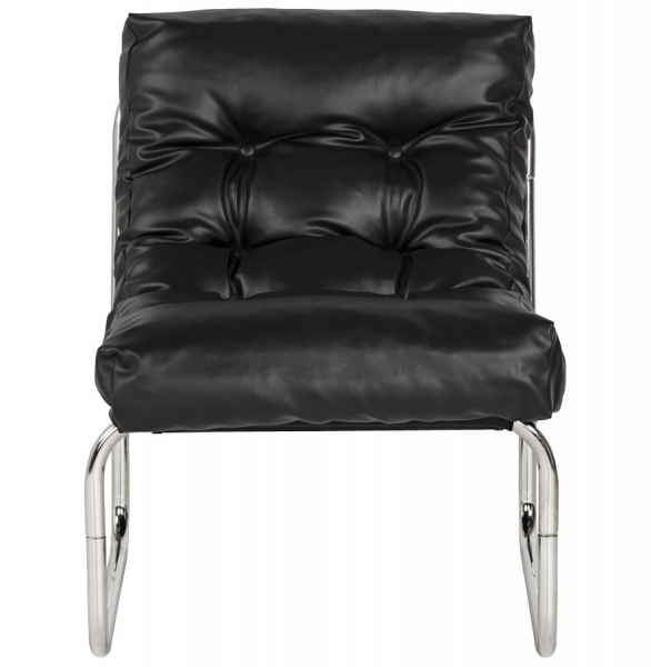 Fotoliu negru confortabil Boudoir fara brate, sezut perna pufoasa tapitata piele ecologica, design modern, AC00260BL - Kokoon [2]