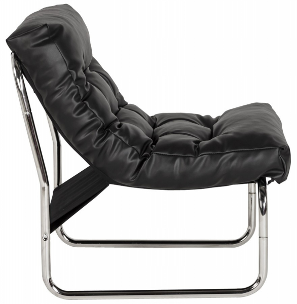 Fotoliu negru confortabil Boudoir fara brate, sezut perna pufoasa tapitata piele ecologica, design modern, AC00260BL - Kokoon [3]