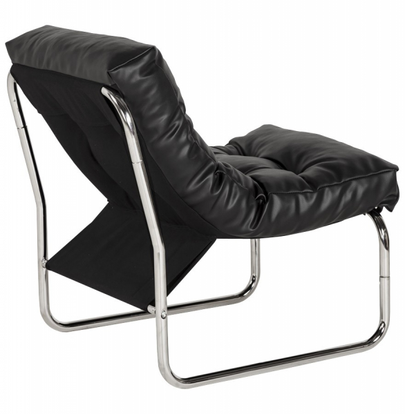 Fotoliu negru confortabil Boudoir fara brate, sezut perna pufoasa tapitata piele ecologica, design modern, AC00260BL - Kokoon [4]