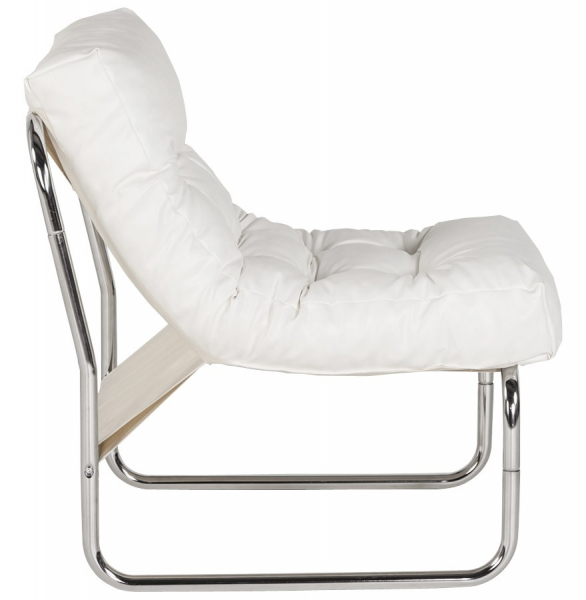 Fotoliu office alb Boudoir fara brate, sezut perna pufoasa tapitata piele ecologica, design modern, AC00270WH - Kokoon [3]