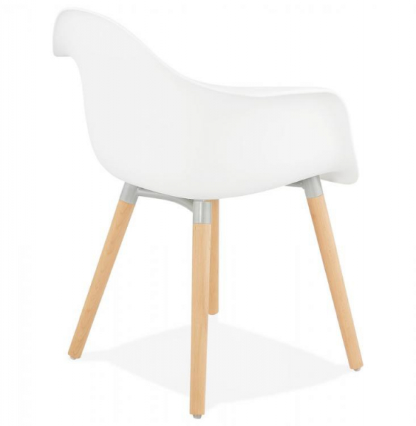 Scaun alb stil scandinav Break cu brate inalte, polipropilena / picioare lemn masiv, AC02010WH - Kokoon [4]
