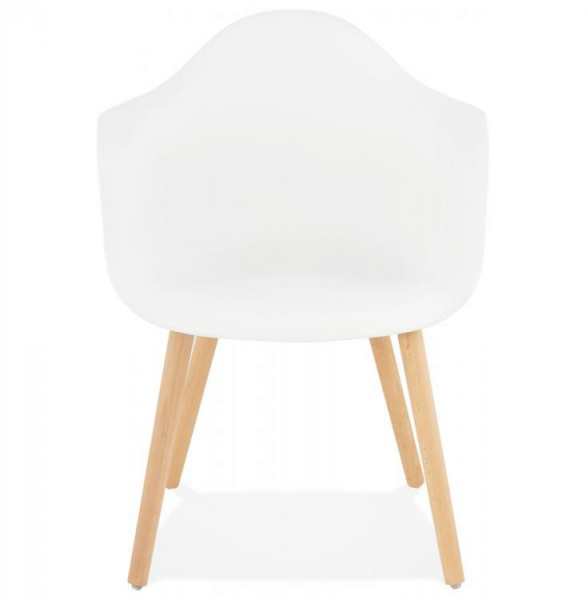 Scaun alb stil scandinav Break cu brate inalte, polipropilena / picioare lemn masiv, AC02010WH - Kokoon [2]