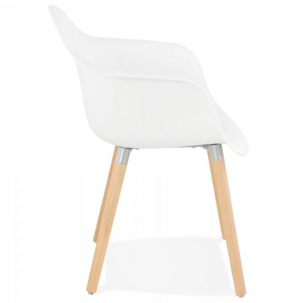 Scaun alb stil scandinav Break cu brate inalte, polipropilena / picioare lemn masiv, AC02010WH - Kokoon [3]