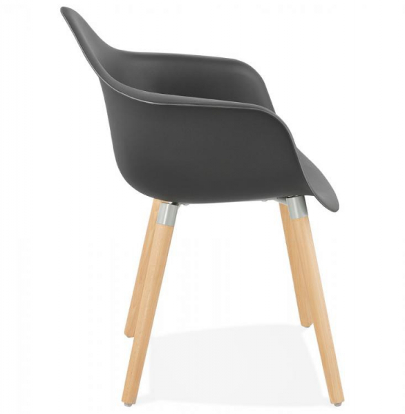 Scaun negru premium Break stil scandinav cu brate, polipropilena / picioare lemn masiv, AC02020BL - Kokoon [3]