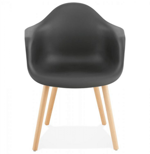 Scaun negru premium Break stil scandinav cu brate, polipropilena / picioare lemn masiv, AC02020BL - Kokoon [2]