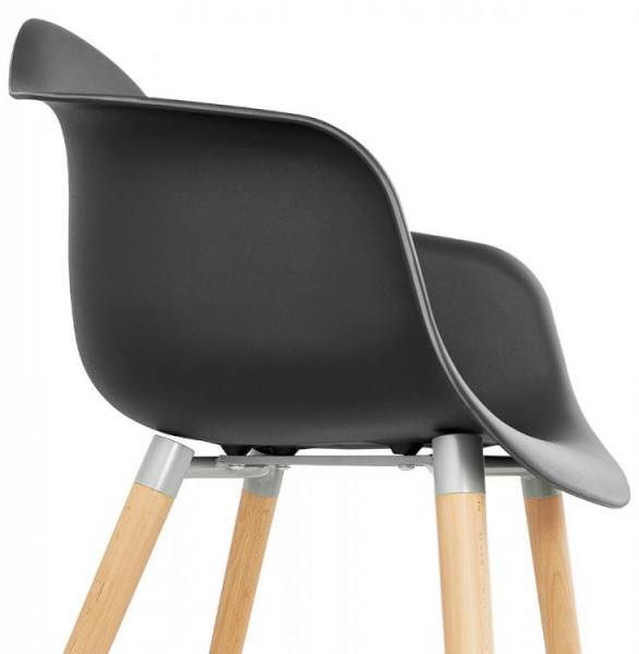Scaun negru premium Break stil scandinav cu brate, polipropilena / picioare lemn masiv, AC02020BL - Kokoon [5]