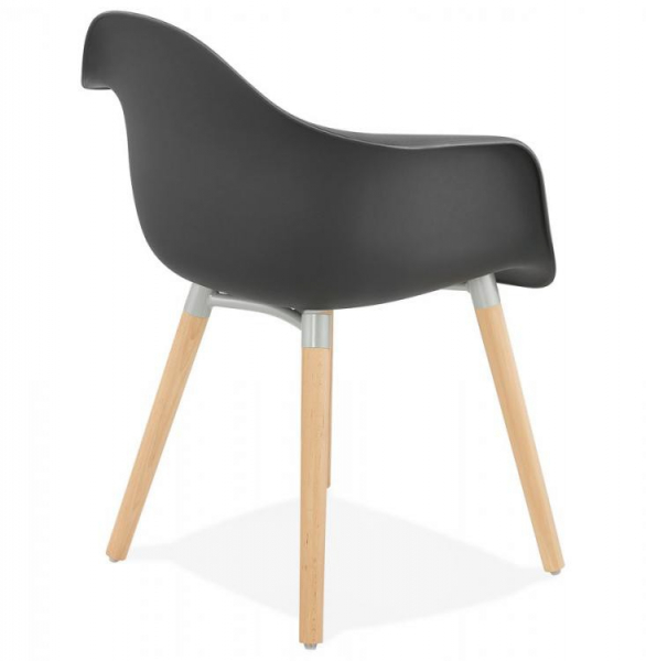 Scaun negru premium Break stil scandinav cu brate, polipropilena / picioare lemn masiv, AC02020BL - Kokoon [4]