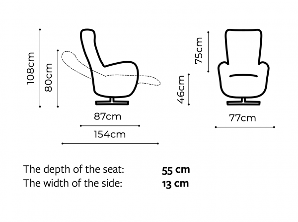 Fotoliu cu recliner manual/electric Arosa, baza rotativa metalica, tapiterie personalizabila , AROSA 1TV(B) A1 - Gala Collezione [7]