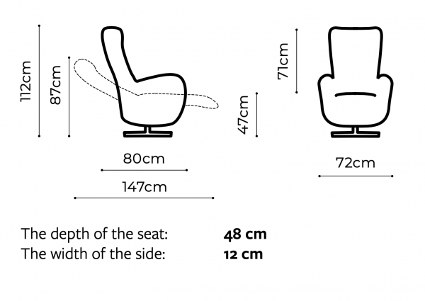 Fotoliu cu recliner manual/electric Inari, baza rotativa metalica, tapiterie personalizabila , INARI 1TV A1 - Gala Collezione [8]