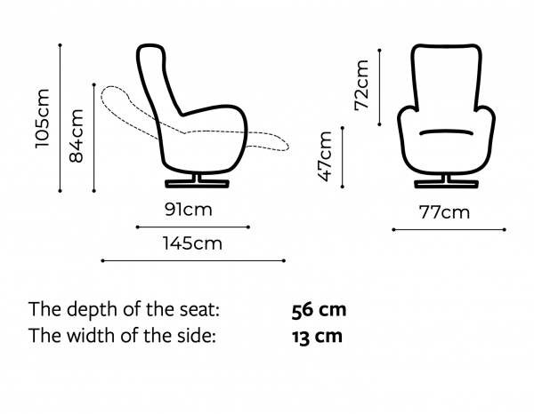 Fotoliu cu recliner manual Tom, rotile, tapiterie personalizabila , TOM A1 - Gala Collezione [5]
