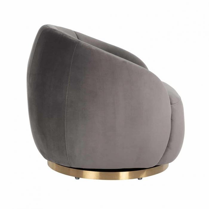 Fotoliu de lux rotund rotativ catifea bej/gri Hanne, baza aurie otel, S4530 KHAKI VELVET - Richmond Interiors [7]