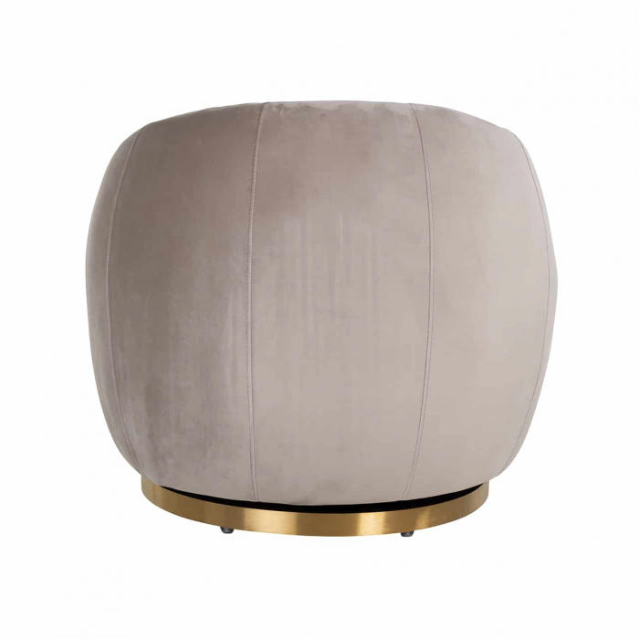 Fotoliu de lux rotund rotativ catifea bej/gri Hanne, baza aurie otel, S4530 KHAKI VELVET - Richmond Interiors [3]