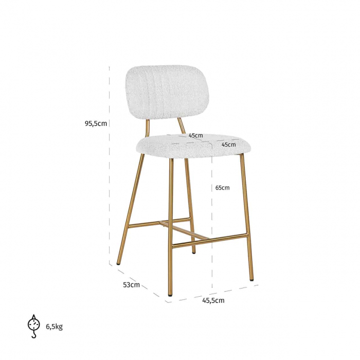 Fotoliu de serviciu Xenia alb boucl√© / auriu periat (Copenhagen 900 Boucl√© White), S4522 WHITE BOUCLé - Richmond Interiors [5]