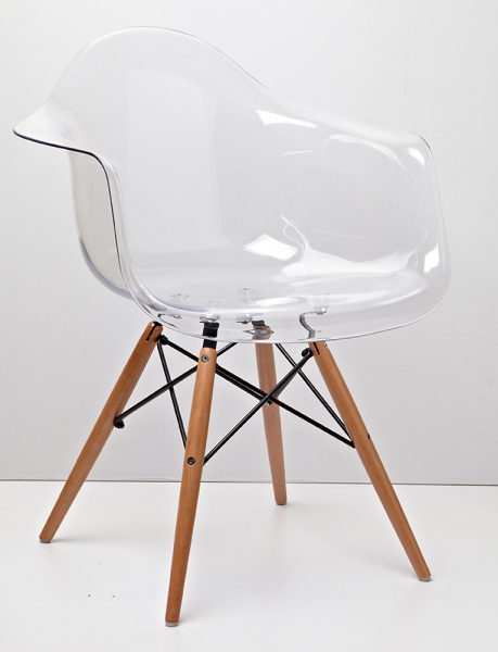 Fotoliu design Air Wood cu sezut transparent policarbonat si picioare din lemn, 132-DPC - King [2]