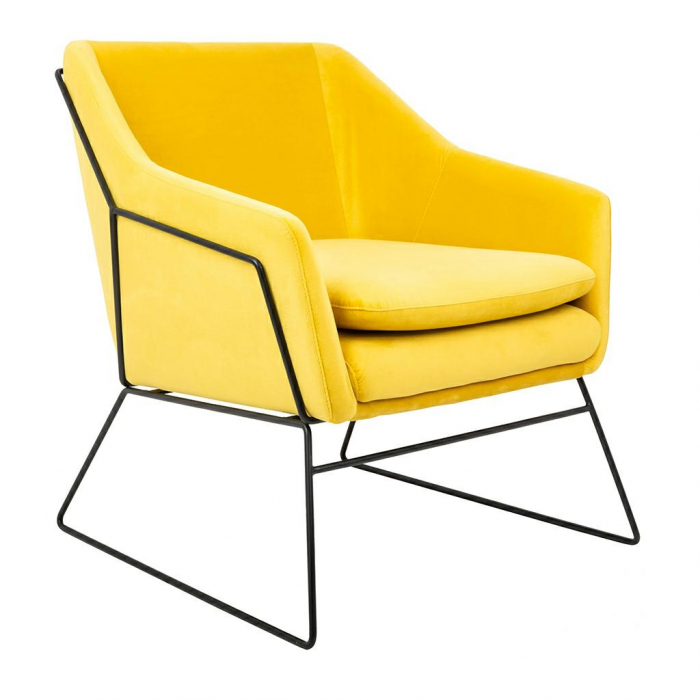Fotoliu design Lucas tapitat catifea verde/galbena/gri/neagra, picioare negre metal, MSE011000308.V35 - King [9]