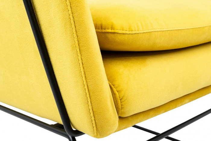 Fotoliu design Lucas tapitat catifea verde/galbena/gri/neagra, picioare negre metal, MSE011000308.V20 - King [7]