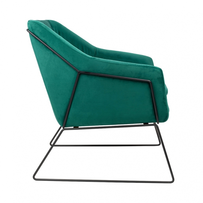 Fotoliu design Lucas tapitat catifea verde/galbena/gri/neagra, picioare negre metal, MSE011000308.V20 - King [11]