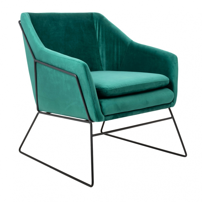 Fotoliu design Lucas tapitat catifea verde/galbena/gri/neagra, picioare negre metal, MSE011000308.V20 - King [10]