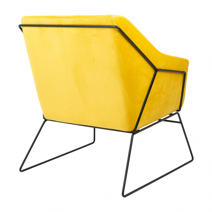 Fotoliu design Lucas tapitat catifea verde/galbena/gri/neagra, picioare negre metal, MSE011000308.V20 - King [4]