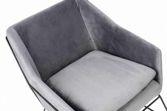 Fotoliu design Lucas tapitat catifea verde/galbena/gri/neagra, picioare negre metal, MSE011000308.V20 - King [24]