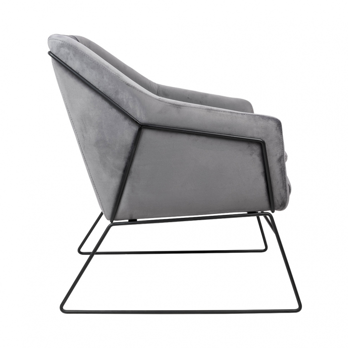 Fotoliu design Lucas tapitat catifea verde/galbena/gri/neagra, picioare negre metal, MSE011000308.V20 - King [19]
