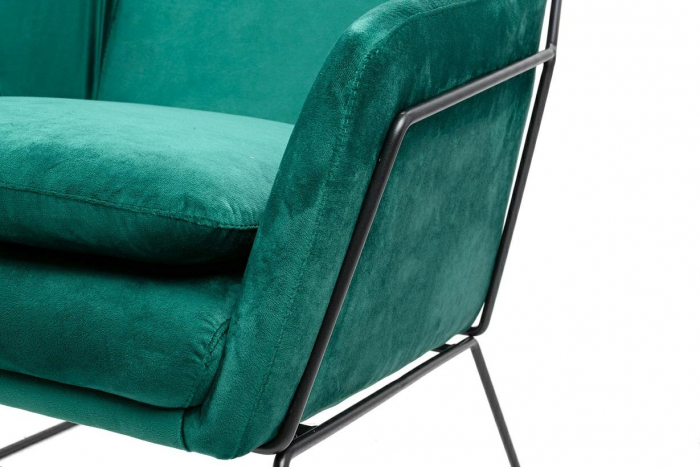 Fotoliu design Lucas tapitat catifea verde/galbena/gri/neagra, picioare negre metal, MSE011000308.V20 - King [17]