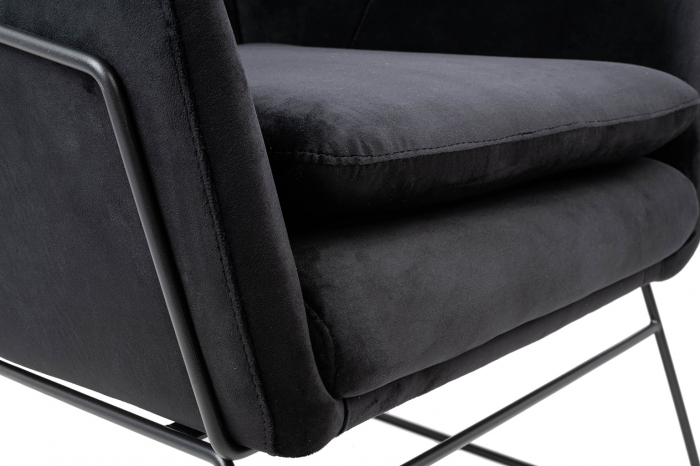 Fotoliu design Lucas tapitat catifea verde/galbena/gri/neagra, picioare negre metal, MSE011000308.V20 - King [31]