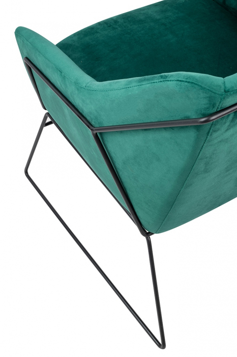 Fotoliu design Lucas tapitat catifea verde/galbena/gri/neagra, picioare negre metal, MSE011000308.V20 - King [16]