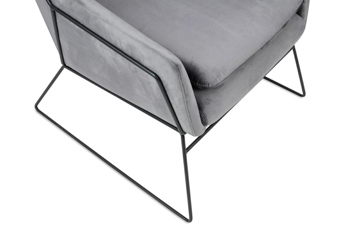 Fotoliu design Lucas tapitat catifea verde/galbena/gri/neagra, picioare negre metal, MSE011000308.V20 - King [25]