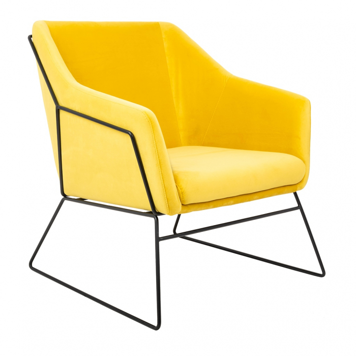 Fotoliu design Lucas tapitat catifea verde/galbena/gri/neagra, picioare negre metal, MSE011000308.V20 - King [2]