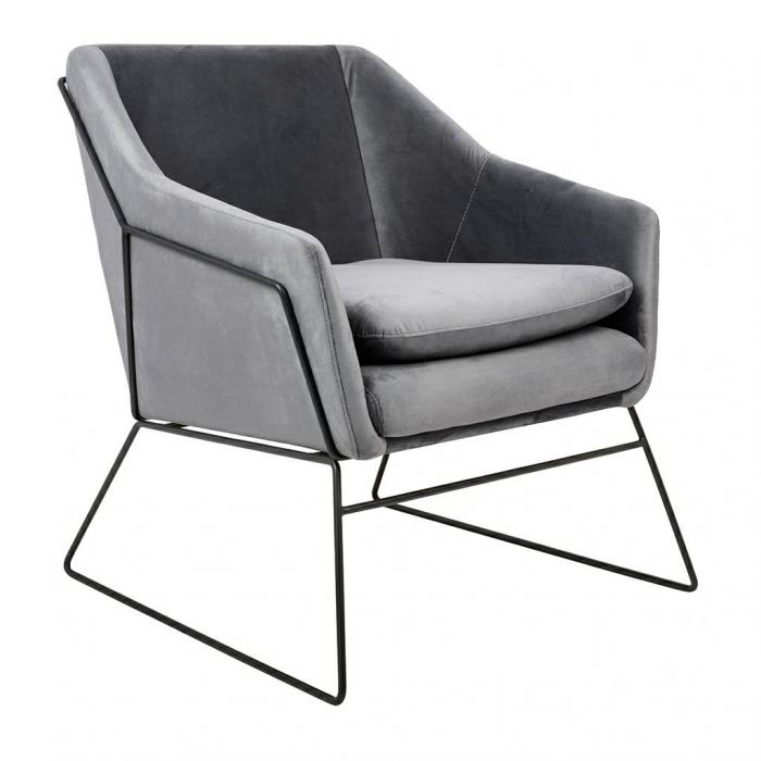 Fotoliu design Lucas tapitat catifea verde/galbena/gri/neagra, picioare negre metal, MSE011000308.V20 - King [18]