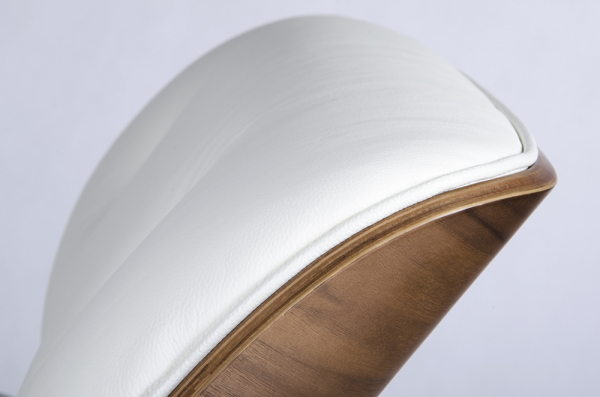 Fotoliu design lux cu taburet Tokyo, piele italiana alba/neagra, lemn nuc, baza metalica crom, T066CF.WHITE.SET - King [5]