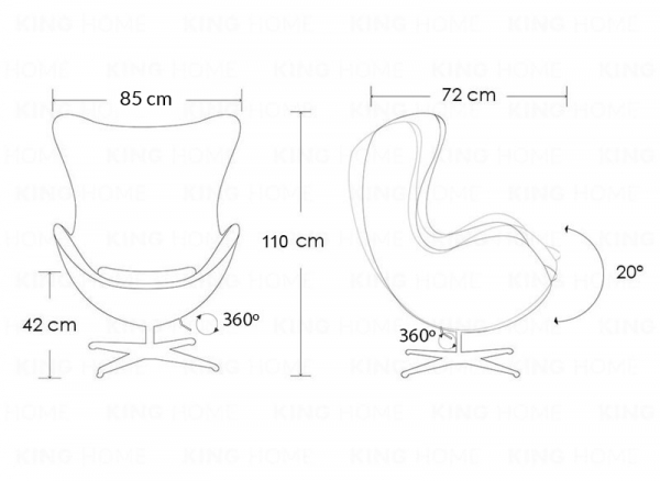 Fotoliu design lux Egg Classic, diverse culori, lana casmir/baza aluminiu, JH-026.CZERWONY.17 - King [3]