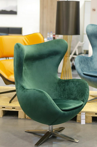 Fotoliu design lux Egg Wide Velvet, diverse culori, velur/otel crom, HE-066.HM8-18.DGREEN - King [6]