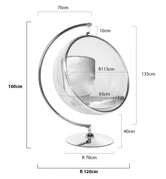 Fotoliu design lux tip bula suspendat Bubble Stand, diverse culori, lana casmir/cadru otel cromat, JH-200.04W - King [5]