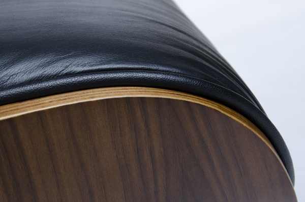 Fotoliu design lux Tokyo cu taburet, piele neagra naturala/lemn nuc sau trandafir, baza neagra otel,KH1501100140- King [8]