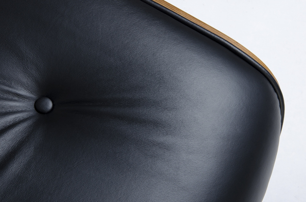 Fotoliu design lux Tokyo cu taburet, piele neagra naturala/lemn nuc sau trandafir, baza neagra otel,KH1501100140- King [7]